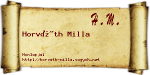 Horváth Milla névjegykártya